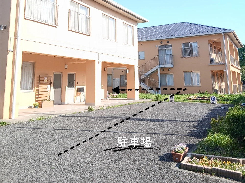 入口と駐車場の案内写真